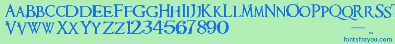 Requiem Font – Blue Fonts on Green Background