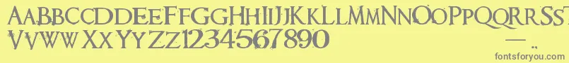 フォントRequiem – 黄色の背景に灰色の文字
