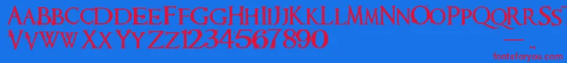 Requiem Font – Red Fonts on Blue Background