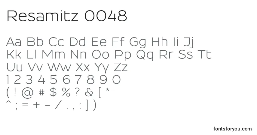 Czcionka Resamitz 0048 – alfabet, cyfry, specjalne znaki