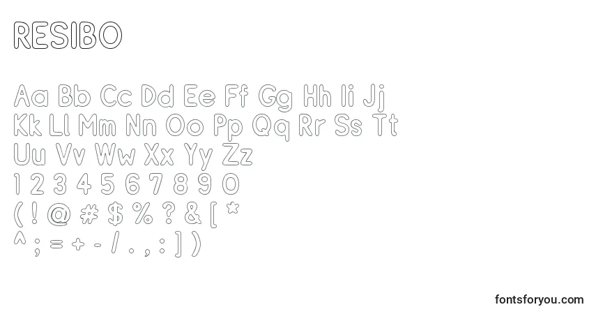 Czcionka RESIBO   (138538) – alfabet, cyfry, specjalne znaki