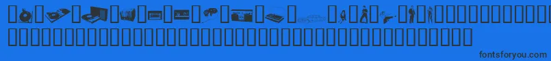 フォントFenotypeDingsPreview – 黒い文字の青い背景
