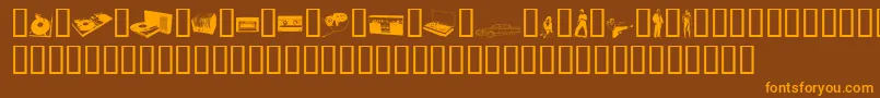 FenotypeDingsPreview-Schriftart – Orangefarbene Schriften auf braunem Hintergrund