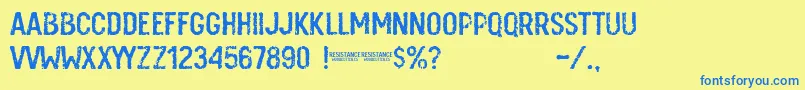 Resistance Font – Blue Fonts on Yellow Background