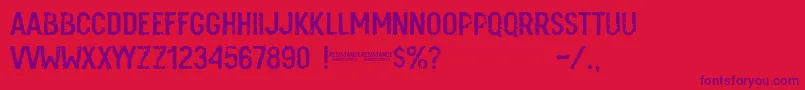 Resistance Font – Purple Fonts on Red Background