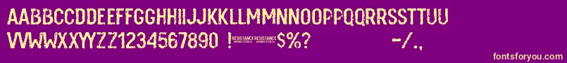 Resistance Font – Yellow Fonts on Purple Background