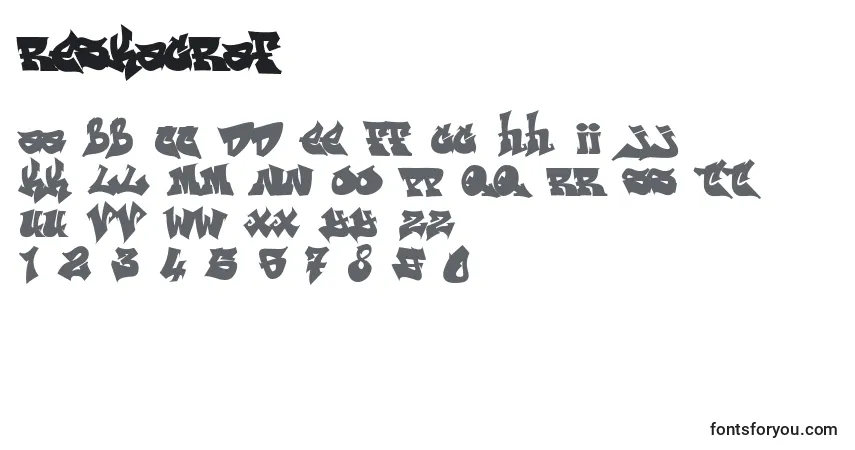 Fuente RESKAGRAF (138542) - alfabeto, números, caracteres especiales