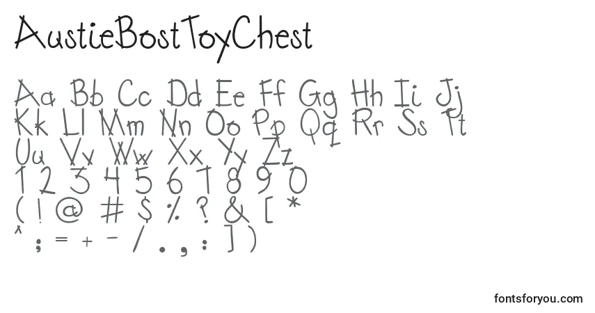 A fonte AustieBostToyChest – alfabeto, números, caracteres especiais