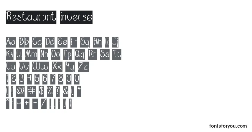Шрифт Restaurant inverse – алфавит, цифры, специальные символы