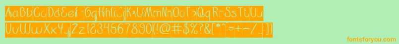Restaurant inverse-Schriftart – Orangefarbene Schriften auf grünem Hintergrund