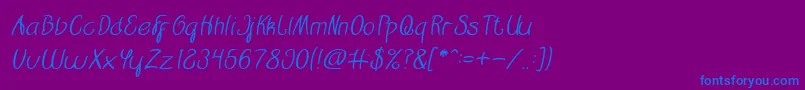 フォントRestaurant Italic – 紫色の背景に青い文字