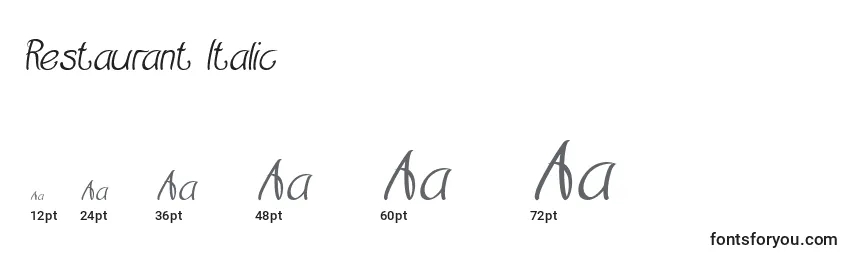 Размеры шрифта Restaurant Italic