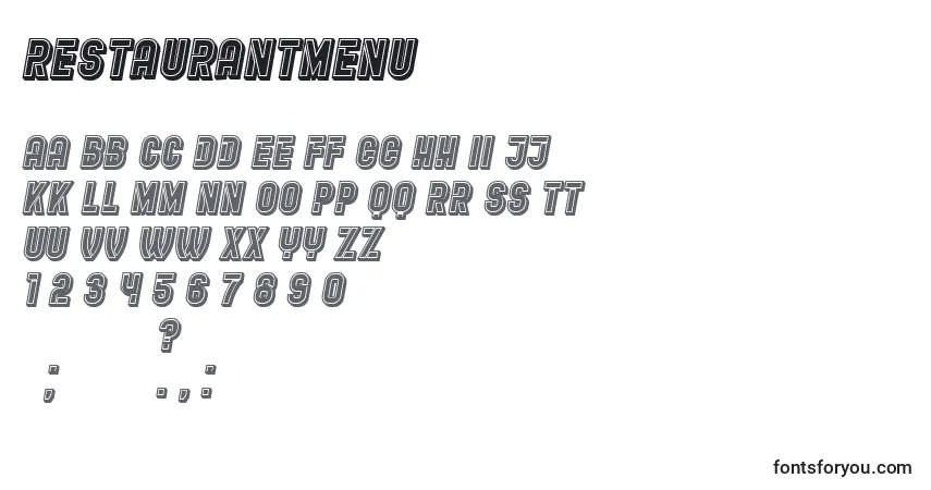 Шрифт RestaurantMenu – алфавит, цифры, специальные символы