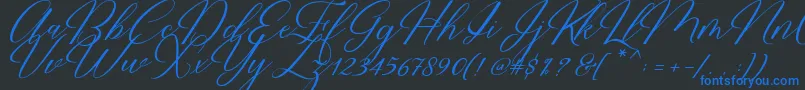 Restiany Script Font – Blue Fonts on Black Background