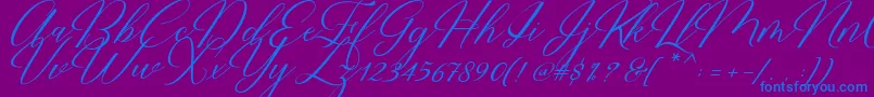 Restiany Script-Schriftart – Blaue Schriften auf violettem Hintergrund