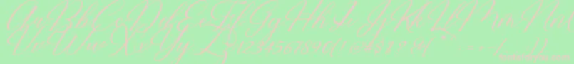 Fonte Restiany Script – fontes rosa em um fundo verde