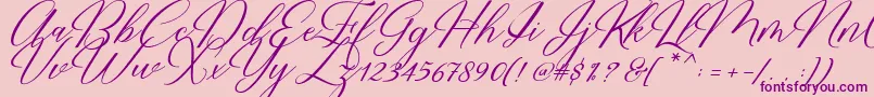 Restiany Script-Schriftart – Violette Schriften auf rosa Hintergrund