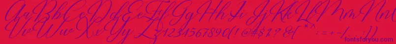 Restiany Script-Schriftart – Violette Schriften auf rotem Hintergrund