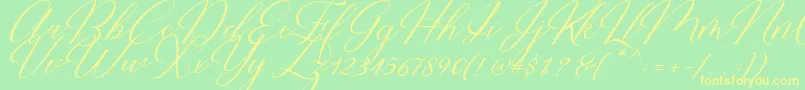 Restiany Script-Schriftart – Gelbe Schriften auf grünem Hintergrund