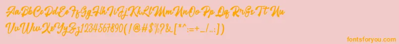 フォントrestyla – オレンジの文字がピンクの背景にあります。