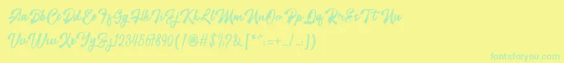 Weitere Informationen zur restyla-Schriftart restyla-Schriftart – Grüne Schriften auf gelbem Hintergrund