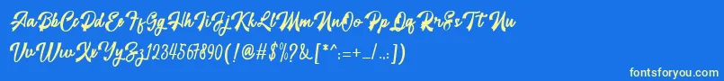 フォントrestyla – 黄色の文字、青い背景