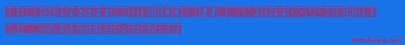 Retailer-Schriftart – Rote Schriften auf blauem Hintergrund
