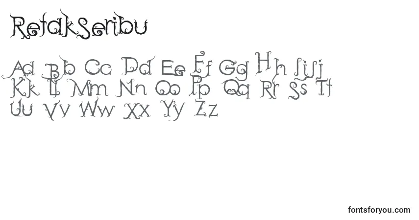 Czcionka RetakSeribu – alfabet, cyfry, specjalne znaki