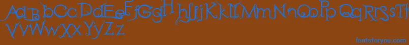 フォントRetakSeribu – 茶色の背景に青い文字