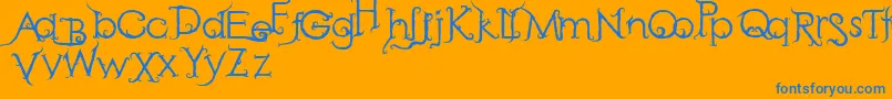 フォントRetakSeribu – オレンジの背景に青い文字