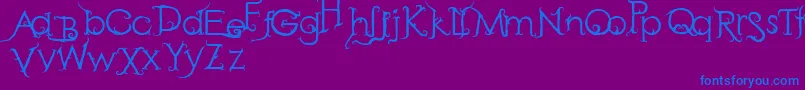 RetakSeribu-Schriftart – Blaue Schriften auf violettem Hintergrund