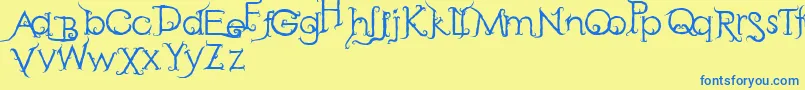 RetakSeribu-fontti – siniset fontit keltaisella taustalla