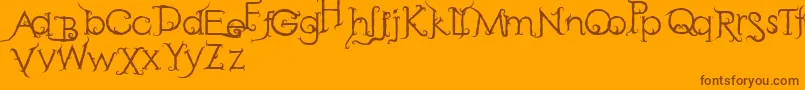 RetakSeribu-Schriftart – Braune Schriften auf orangefarbenem Hintergrund