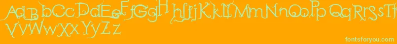 RetakSeribu-Schriftart – Grüne Schriften auf orangefarbenem Hintergrund