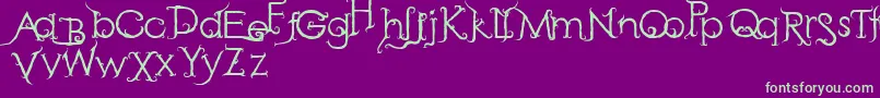 RetakSeribu-fontti – vihreät fontit violetilla taustalla