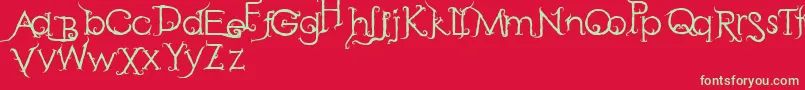 RetakSeribu-Schriftart – Grüne Schriften auf rotem Hintergrund