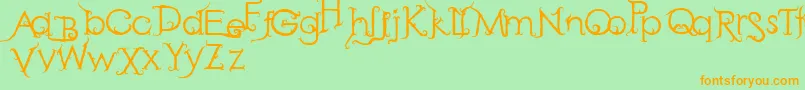 RetakSeribu-fontti – oranssit fontit vihreällä taustalla