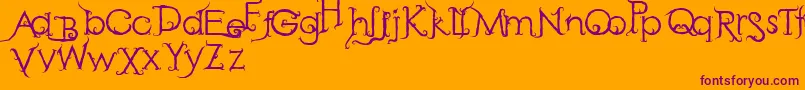 RetakSeribu-Schriftart – Violette Schriften auf orangefarbenem Hintergrund