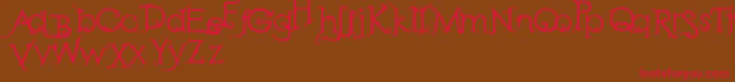 フォントRetakSeribu – 赤い文字が茶色の背景にあります。