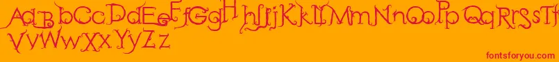RetakSeribu-Schriftart – Rote Schriften auf orangefarbenem Hintergrund