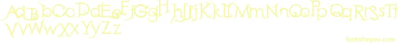 RetakSeribu-Schriftart – Gelbe Schriften auf weißem Hintergrund