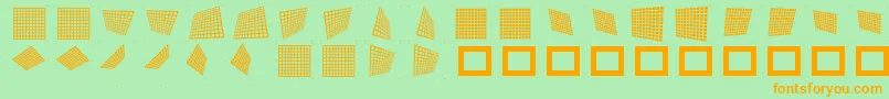 フォントGridpix – オレンジの文字が緑の背景にあります。