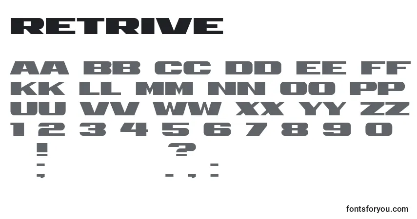 Шрифт Retrive – алфавит, цифры, специальные символы