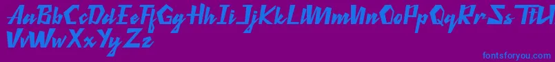 フォントRetro Thunders – 紫色の背景に青い文字