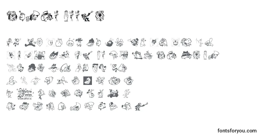 Czcionka Retro Toons – alfabet, cyfry, specjalne znaki