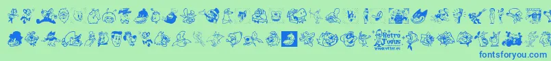 Czcionka Retro Toons – niebieskie czcionki na zielonym tle