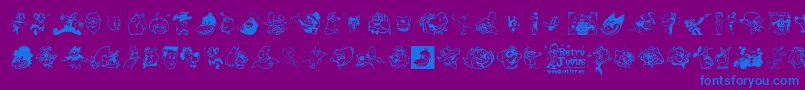 Retro Toons-Schriftart – Blaue Schriften auf violettem Hintergrund