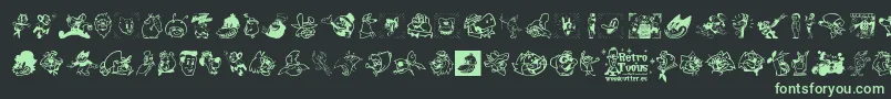 Więcej informacji o czcionce Retro Toons Czcionka Retro Toons – zielone czcionki na czarnym tle