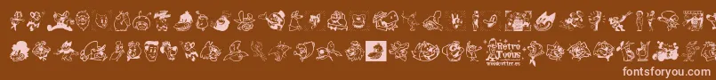 Czcionka Retro Toons – różowe czcionki na brązowym tle