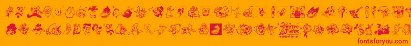 フォントRetro Toons – オレンジの背景に赤い文字